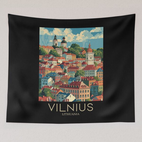 Item preview, A Pop Art Travel Print of Vilnius - Lithuania  designed and sold by StudioRedKoala.