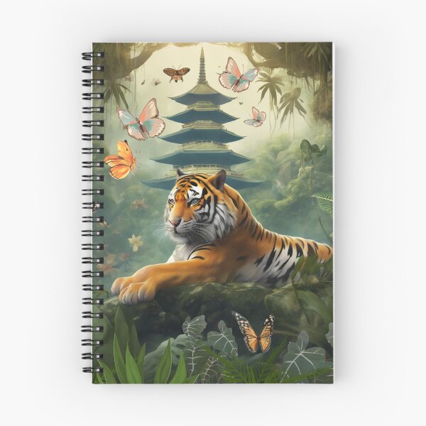 Item preview, Tiger and butterfly, plants, flowers, nature, pagoda, China designed and sold by Sugar Wisdom .