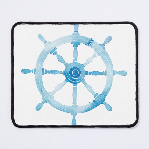 Item preview, Elegant Ship Wheel Watercolor Design in Light Blue for Nautical Decor designed and sold by WishMerge.