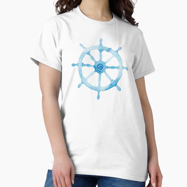 Item preview, Elegant Ship Wheel Watercolor Design in Light Blue for Nautical Decor designed and sold by WishMerge.