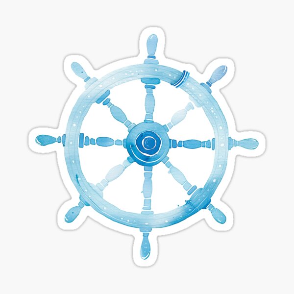 Item preview, Elegant Ship Wheel Watercolor Design in Light Blue for Nautical Decor designed and sold by WishMerge.