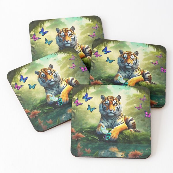 Item preview, Tiger and butterfly, plants, flowers, nature, pagoda, China designed and sold by Sugar Wisdom .