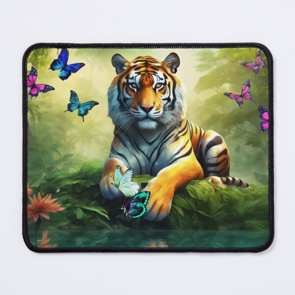 Item preview, Tiger and butterfly, plants, flowers, nature, pagoda, China designed and sold by Sugar Wisdom .