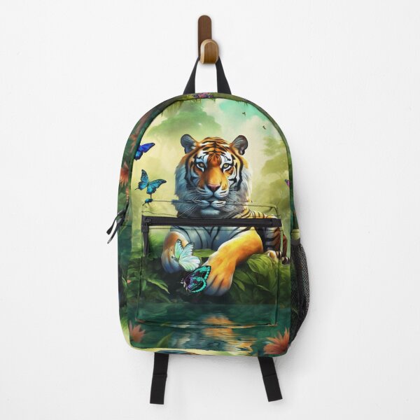Item preview, Tiger and butterfly, plants, flowers, nature, pagoda, China designed and sold by Sugar Wisdom .