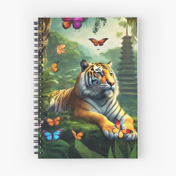 Item preview, Tiger and butterfly, plants, flowers, nature, pagoda, China designed and sold by Sugar Wisdom .
