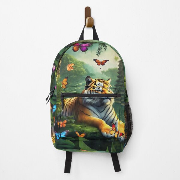 Item preview, Tiger and butterfly, plants, flowers, nature, pagoda, China designed and sold by Sugar Wisdom .