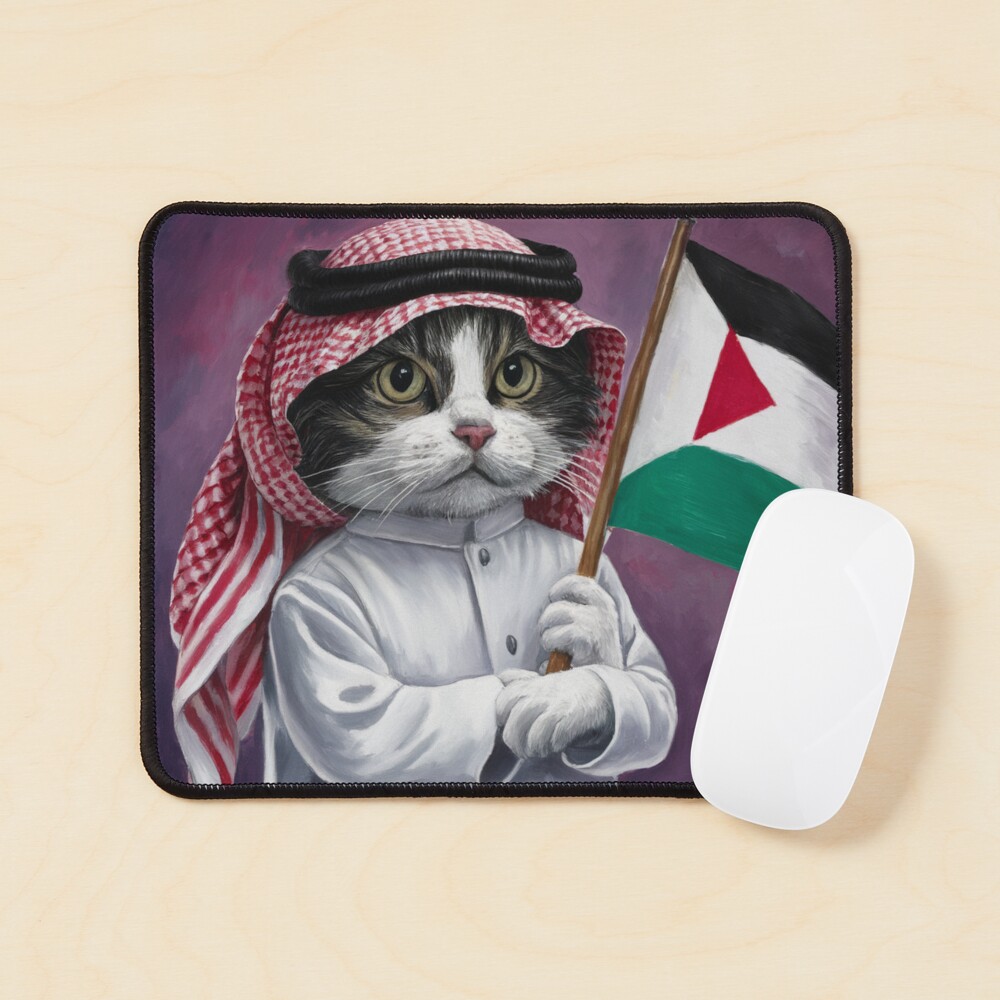 "CHAT PALESTINE". Chat mignon tenant le drapeau de la Palestine Sticker