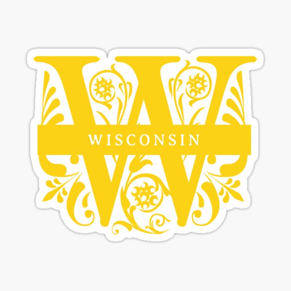 Vista previa del artículo con la obra «Monograma de letras divididas del estado de Wisconsin», diseñado y vendido por US States Merch.