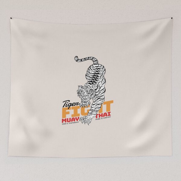Item preview, Vintage Muay Thai Fight Tiger Pain is Temporary Pride is Forever designed and sold by KewaleeTee.