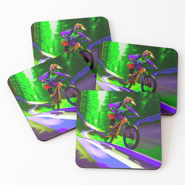 Item preview, Woodland Glide: MTB Rider in Green and Blue Amongst Trees designed and sold by GrizzlyCollective.