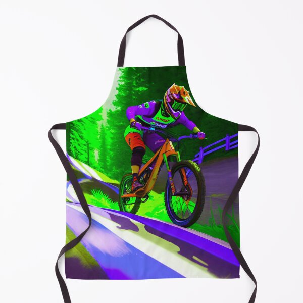 Aperçu de l'œuvre Woodland Glide : VTT en vert et bleu parmi les arbres créée et vendue par GrizzlyCollective.