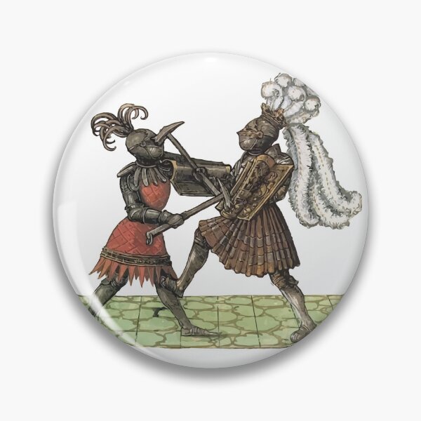 Item preview, Medieval Illustration - Two Knights Fighting with Warhammers and Pavises designed and sold by VintageBazaar.