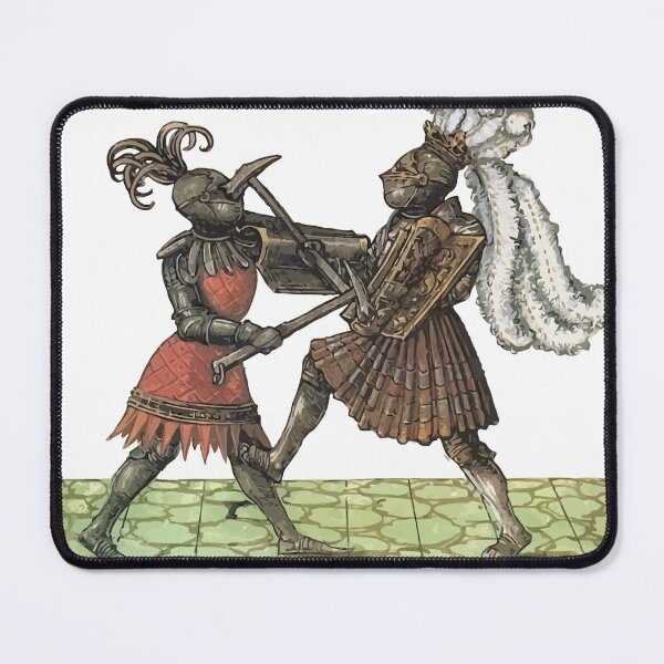 Item preview, Medieval Illustration - Two Knights Fighting with Warhammers and Pavises designed and sold by VintageBazaar.
