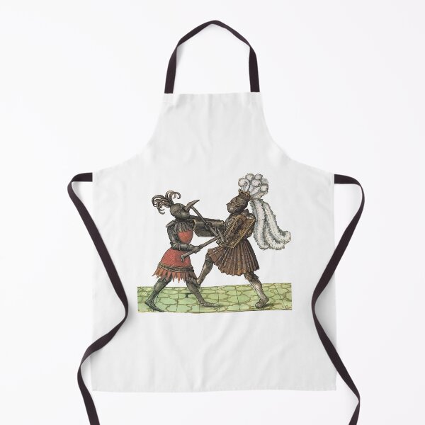 Item preview, Medieval Illustration - Two Knights Fighting with Warhammers and Pavises designed and sold by VintageBazaar.