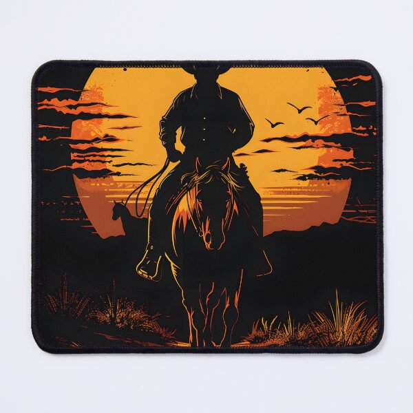 Item preview, Cowboy riding his horse at dawn designed and sold by BasedCanvas.