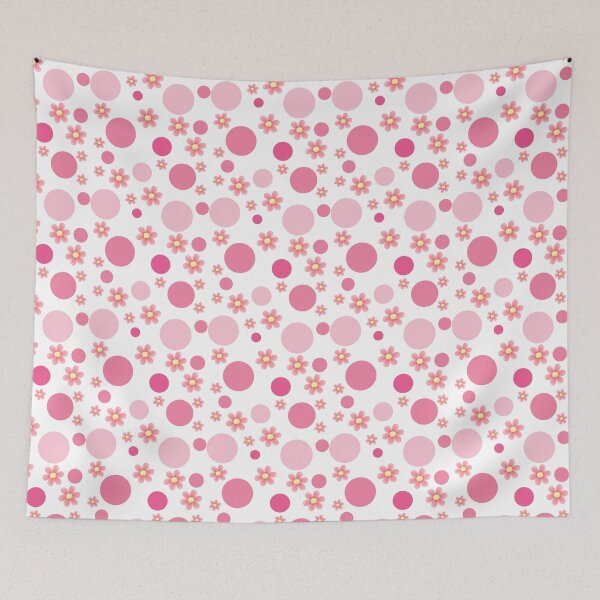 Item preview, Pink dots and flowers seamless pattern designed and sold by asbno19.
