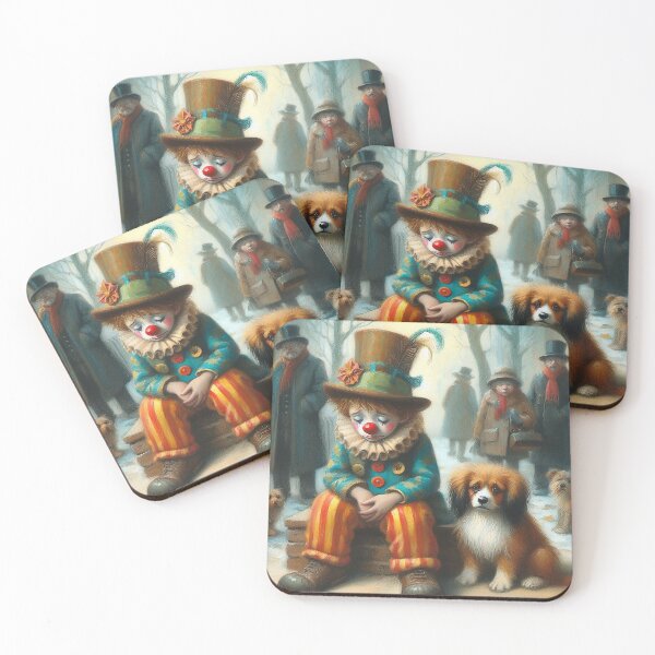 Item preview, Sad Boy Clown with a Dog  - Whimsical Clowns designed and sold by MarinaFila.