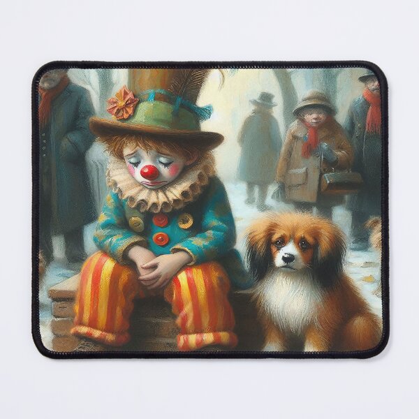 Item preview, Sad Boy Clown with a Dog - Whimsical Clowns designed and sold by MarinaFila.