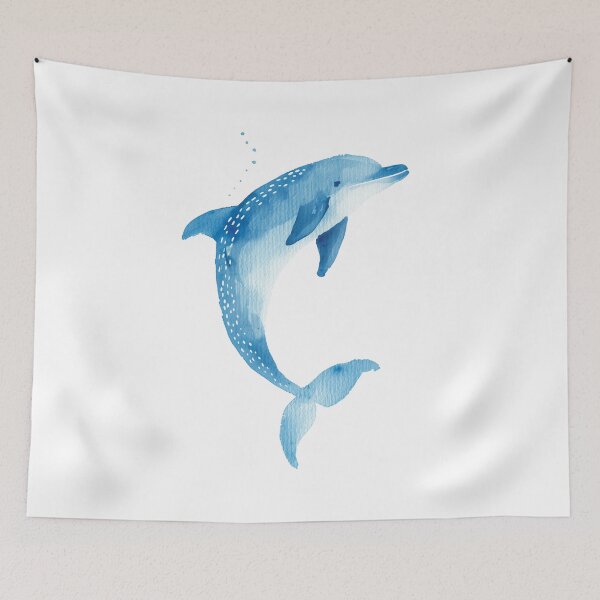 Item preview, Graceful Blue Watercolor Dolphin Design for Coastal Decor designed and sold by WishMerge.