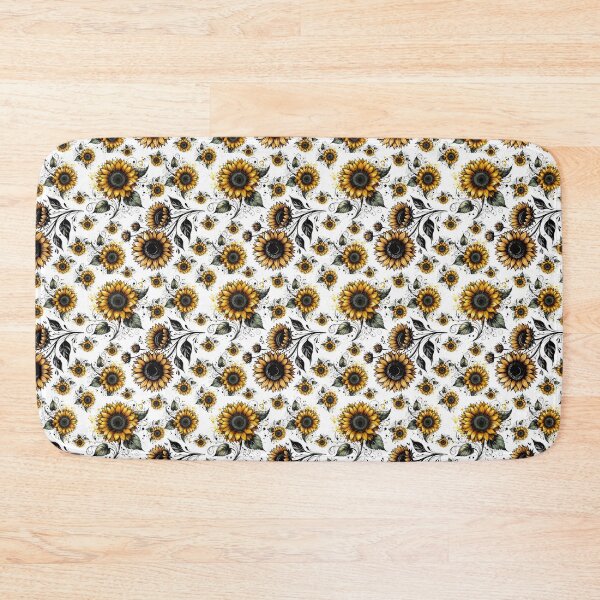 Item preview, A sunflower watercolor illustration with a white background for print on demand, featuring a graphic design style with black hand doodling outline. designed and sold by asbno19.