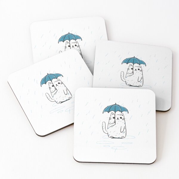 Item preview, Cute white cat holding umbrella in a rainny day  designed and sold by Fatkid11.