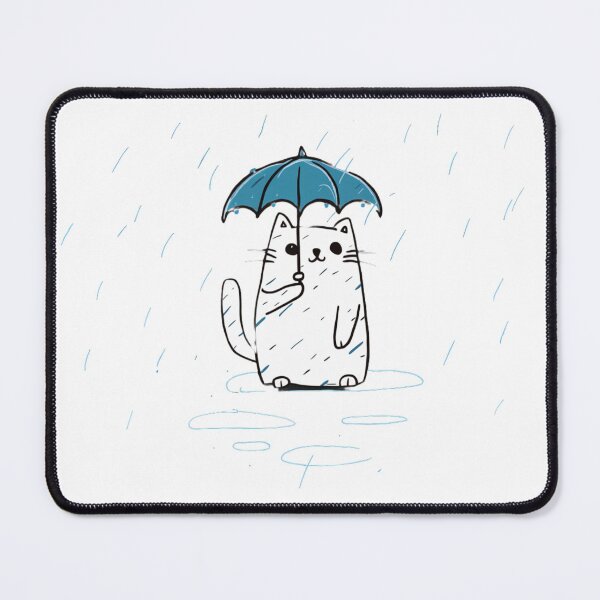 Item preview, Cute white cat holding umbrella in a rainny day  designed and sold by Fatkid11.