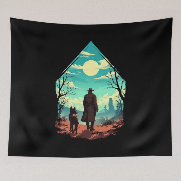 Item preview, A Rugged Wanderer and his Faithful Companion - Diamond Frame - Post Apocalyptic designed and sold by Fenay Designs.