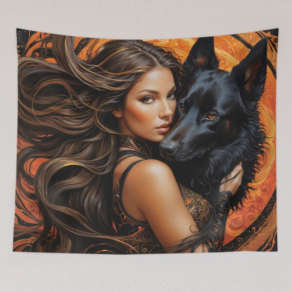 Aperçu de l'œuvre Beau chien coolie avec femme créée et vendue par edgecreative.