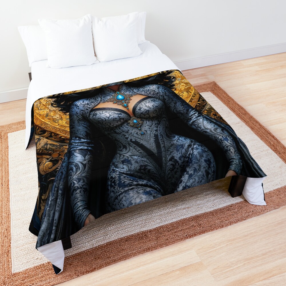 Portrait Of Lady Uona Oopan Beautiful AI Concept Art Portrait by Xzendor7 Decorative Fantasy Portrait Comforter