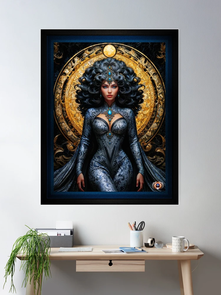 Portrait Of Lady Uona Oopan Beautiful AI Concept Art Portrait by Xzendor7 Room Decor Fantasy Portrait Poster Art Print