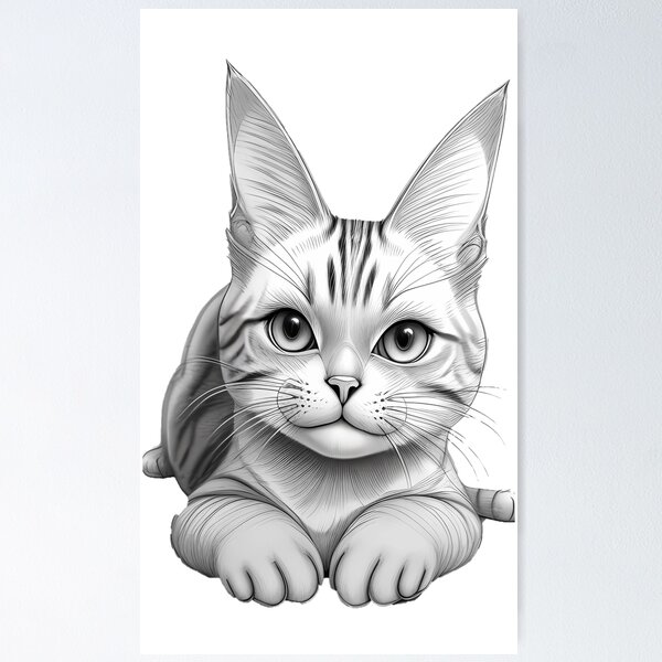 Item preview, Cute cat, black and white, head portrait, look designed and sold by Redbdon.