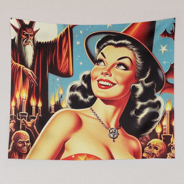 Item preview, Retro Devilish Witch Pin-up designed and sold by PulpVintage.