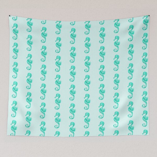 Item preview, turquoise seahorse tribal pattern designed and sold by octo-PS.