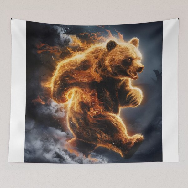 Item preview, Running bear on fire. designed and sold by MyHappyArtShop.