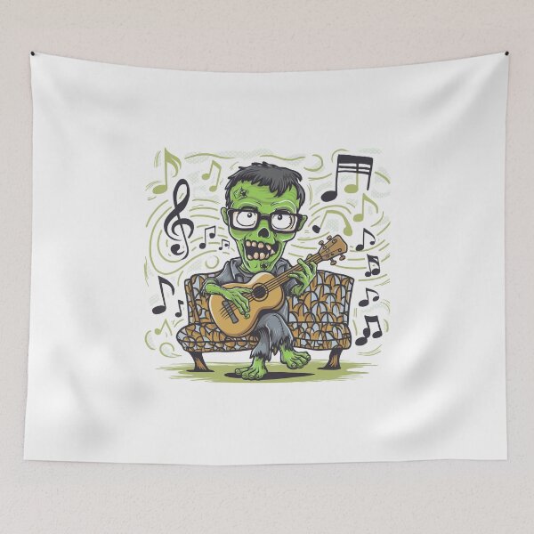 Item preview, GRREN ZOMBIE PLAYING QUITARE designed and sold by ArtisticAvenue6.