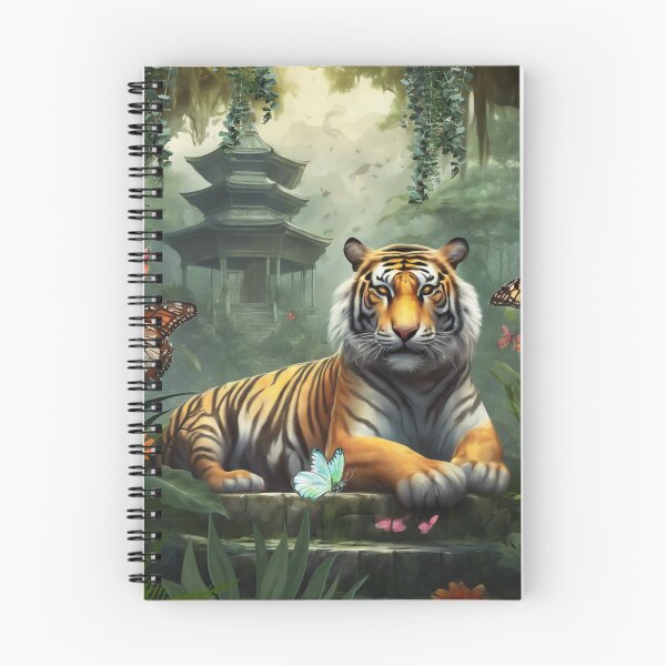 Item preview, Tiger and butterfly, plants, flowers, nature, pagoda, China designed and sold by Sugar Wisdom .