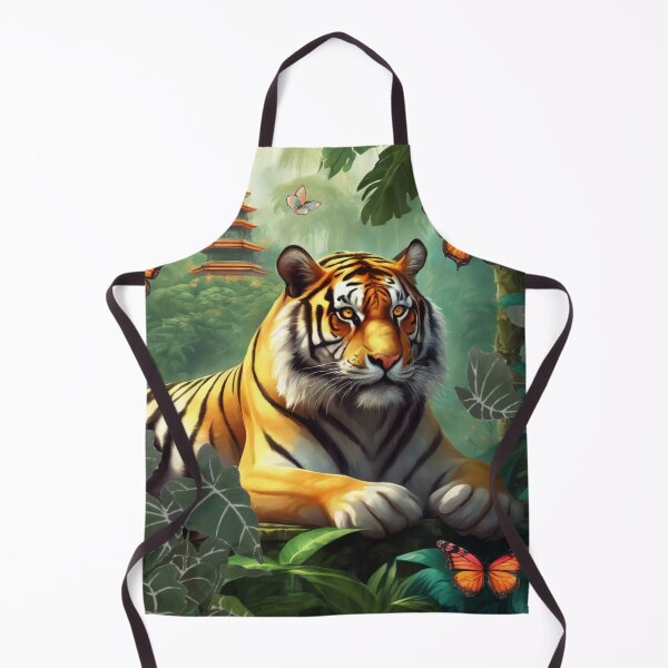 Item preview, Tiger and butterfly, plants, flowers, nature, pagoda, China designed and sold by Sugar Wisdom .