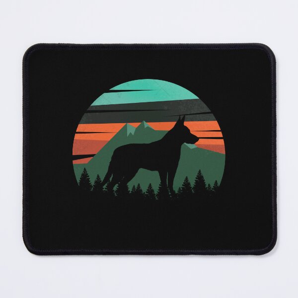 Item preview, Retro Green Sunset Vintage Mountains Koolie Gift designed and sold by Guarddogdrive.