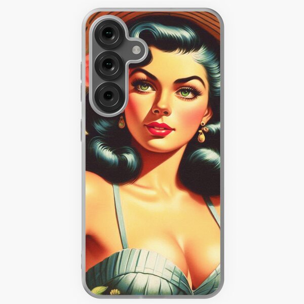 Item preview, Cute Vintage Pin-up Floral Painting designed and sold by PulpVintage.