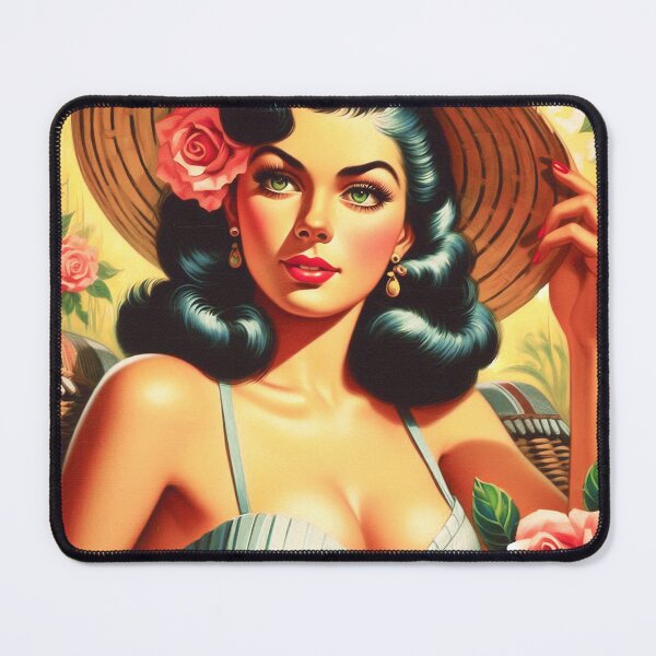 Item preview, Cute Vintage Pin-up Floral Painting designed and sold by PulpVintage.
