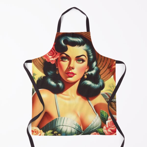 Item preview, Cute Vintage Pin-up Floral Painting designed and sold by PulpVintage.