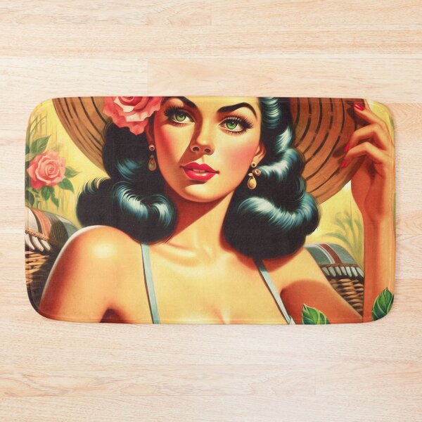 Item preview, Cute Vintage Pin-up Floral Painting designed and sold by PulpVintage.