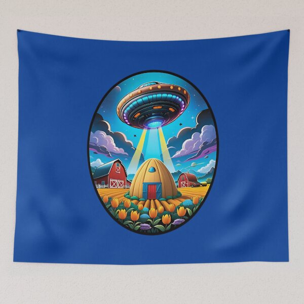 Item preview, Blue UFO Above A Farm designed and sold by TheArtOfPat.