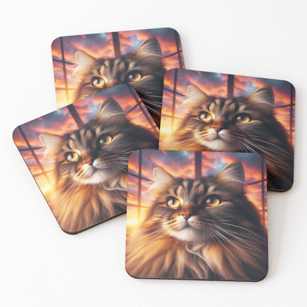 Item preview, Cute cat, head portrait, look, sky, clouds, sunset designed and sold by Redbdon.