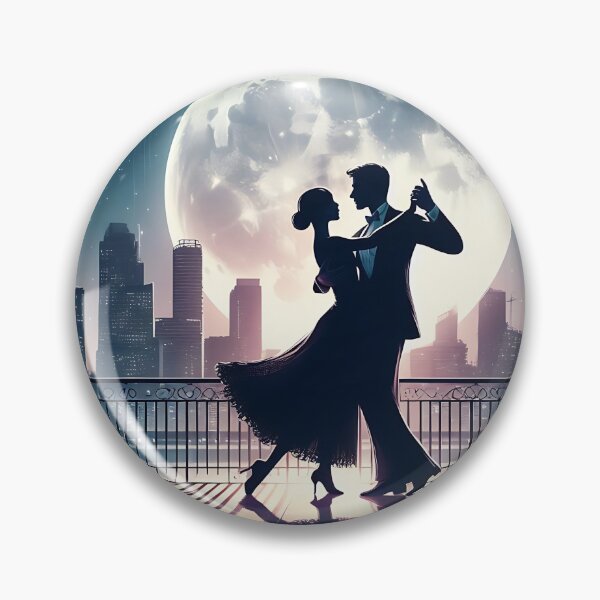 Item preview, a couple dancing on a terrace, in the background the big moon designed and sold by bernhagen.