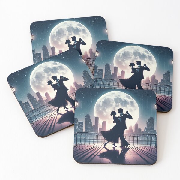 Item preview, a couple dancing on a terrace, in the background the big moon designed and sold by bernhagen.