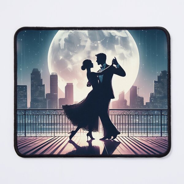 Item preview, a couple dancing on a terrace, in the background the big moon designed and sold by bernhagen.