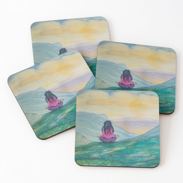 Item preview, Meditating woman in the mountains designed and sold by margikunst.