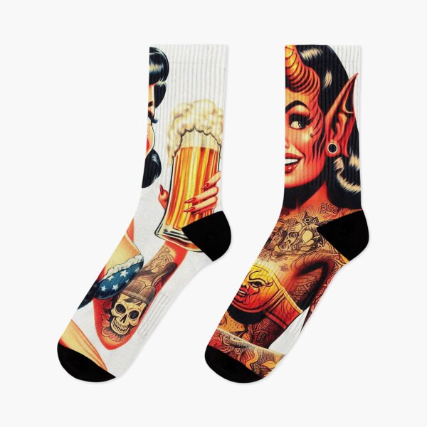 Item preview, Vintage Devilish Beer Pin-up designed and sold by PulpVintage.