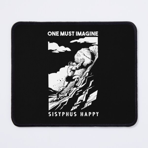 Item preview, One must imagine sisyphus happy (white ink) designed and sold by deathanarchy.